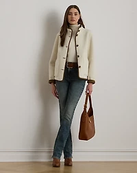 Faux-Shearling Funnelneck Coat