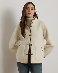 Faux-Shearling Funnelneck Coat