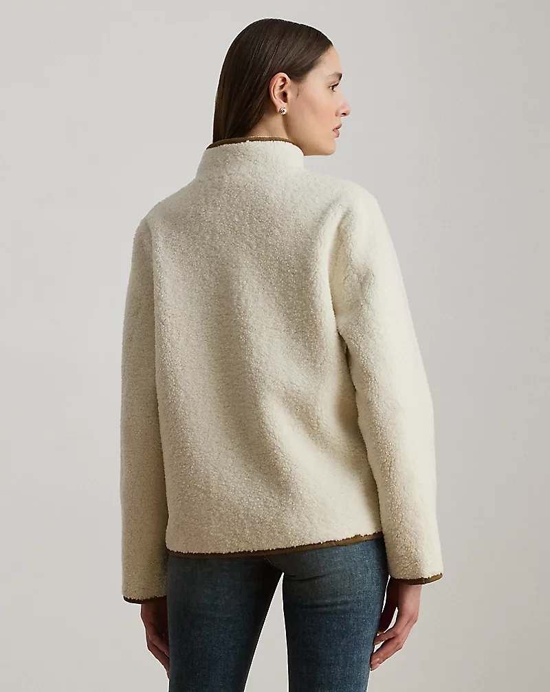 Faux-Shearling Funnelneck Coat