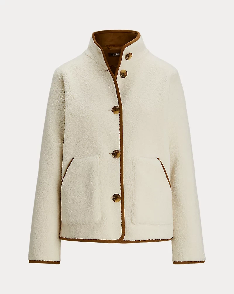 Faux-Shearling Funnelneck Coat