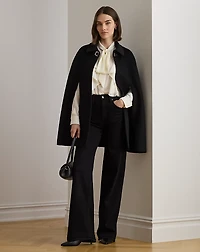 Buckle-Trim Wool-Blend Cape