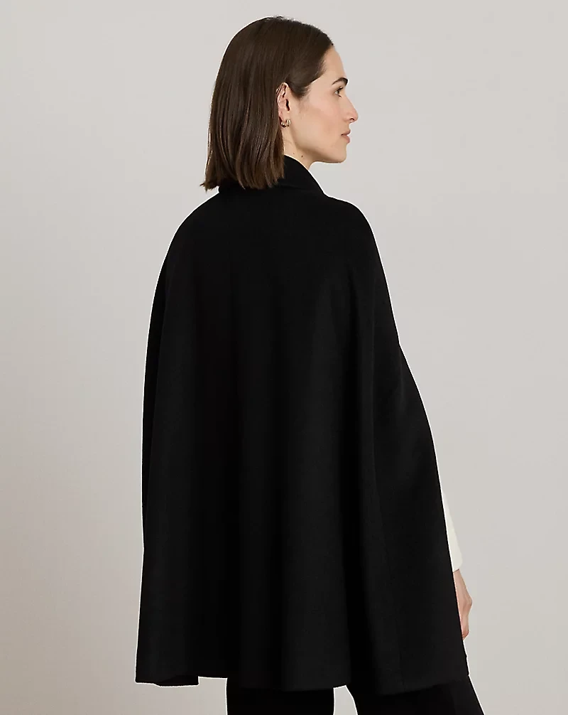 Buckle-Trim Wool-Blend Cape