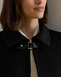 Buckle-Trim Wool-Blend Cape