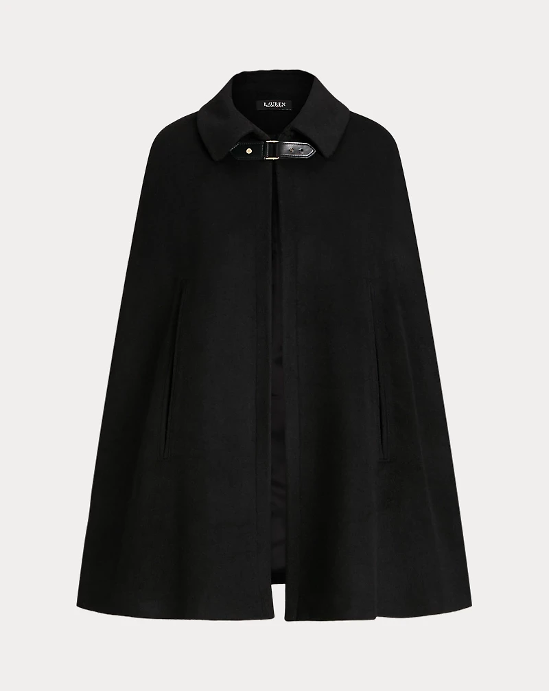 Buckle-Trim Wool-Blend Cape