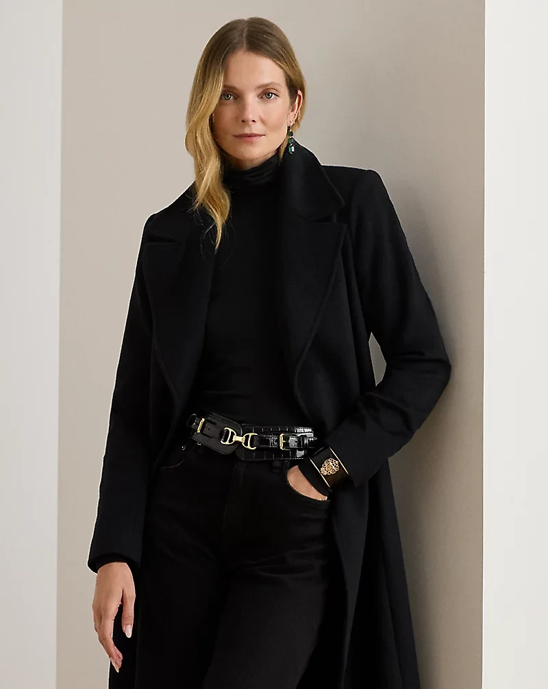 Wool-Blend Wrap Coat