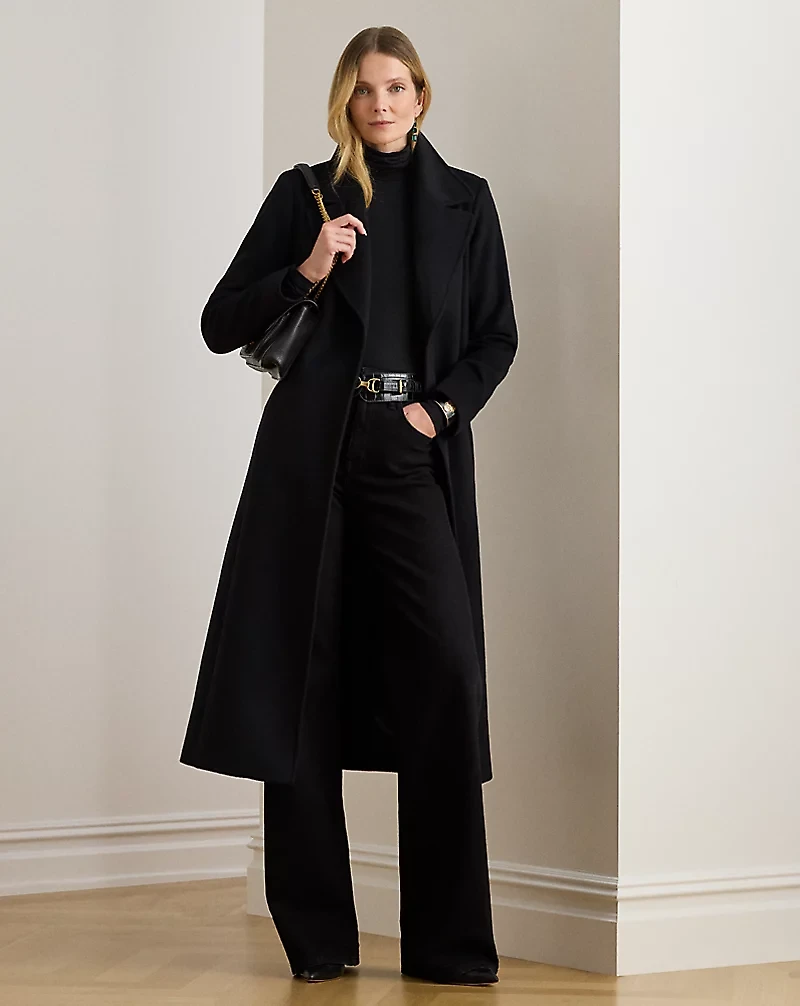 Wool-Blend Wrap Coat