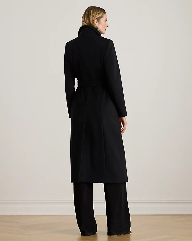 Wool-Blend Wrap Coat