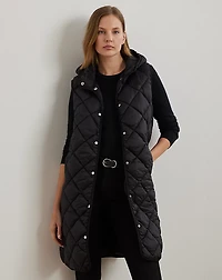 Diamond-Quilted Hooded Vest