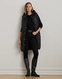 Diamond-Quilted Hooded Vest