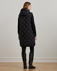 Diamond-Quilted Hooded Vest