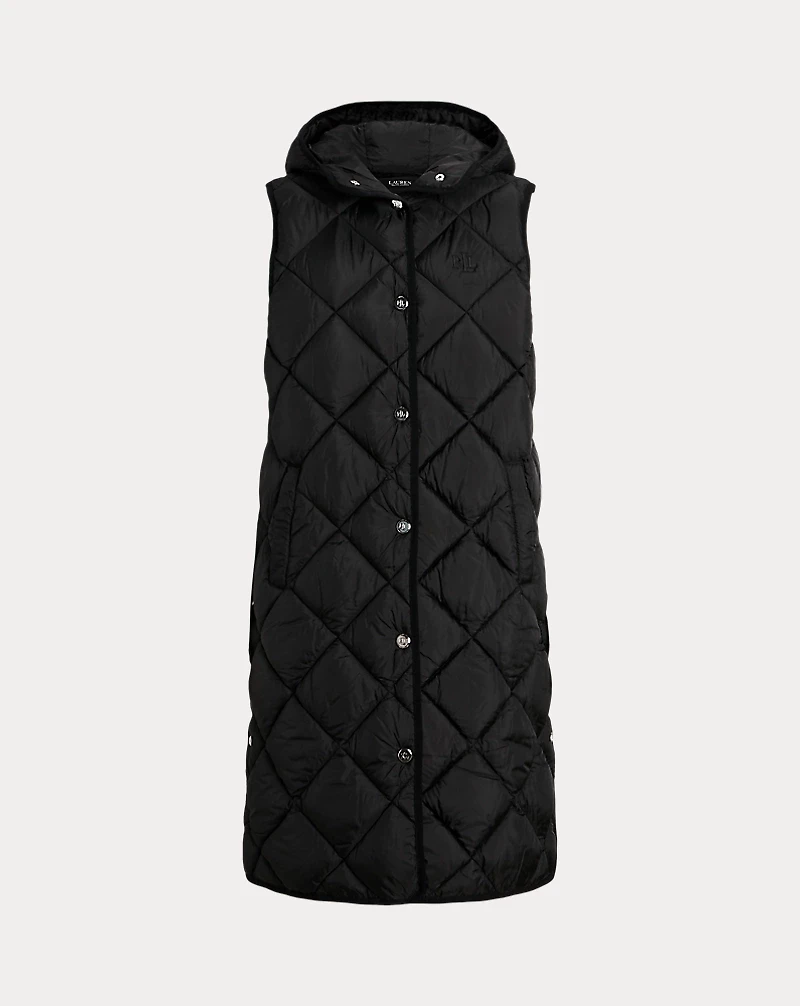 Diamond-Quilted Hooded Vest