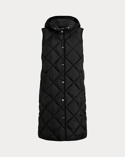 Diamond-Quilted Hooded Vest