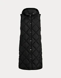 Diamond-Quilted Hooded Vest