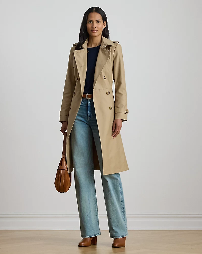 Double-Breasted Cotton-Blend Trench Coat