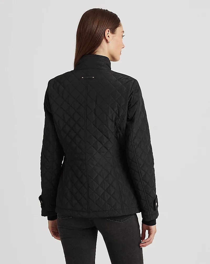Diamond-Quilted Mockneck Jacket