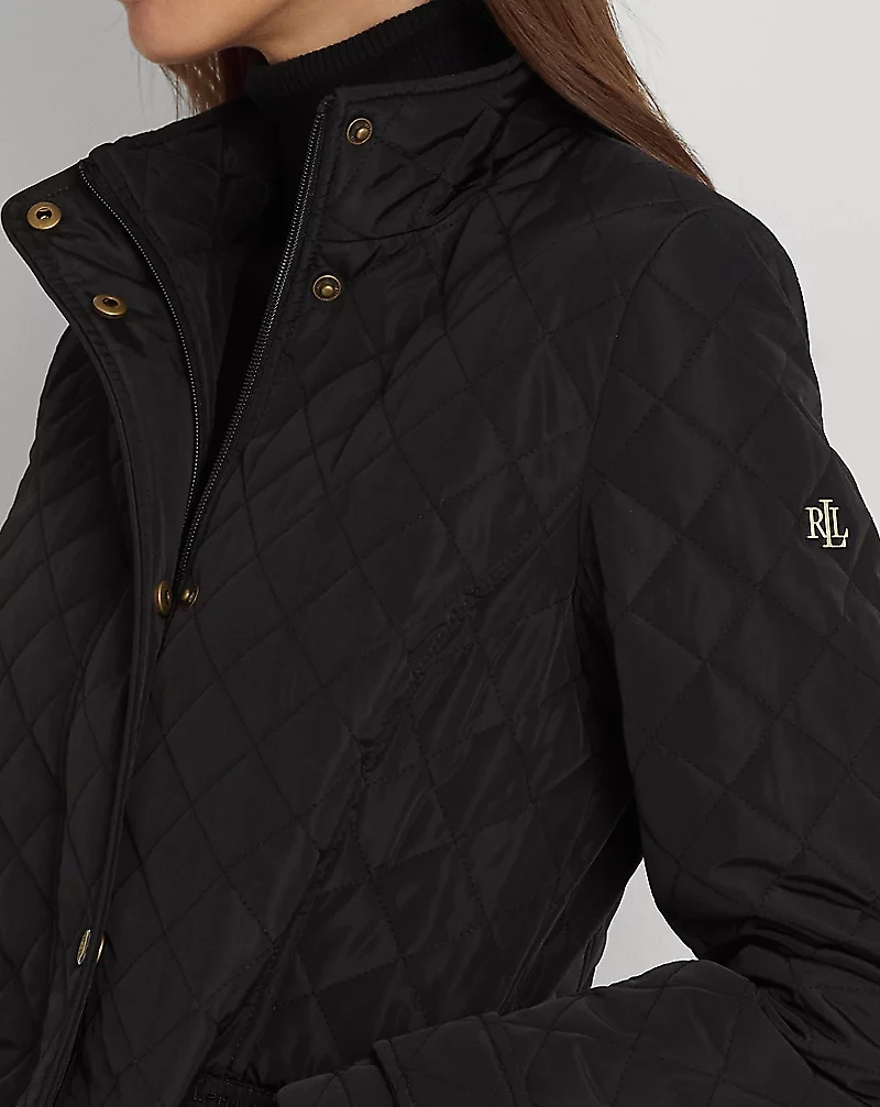 Diamond-Quilted Mockneck Jacket