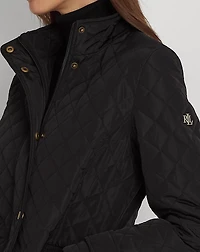 Diamond-Quilted Mockneck Jacket
