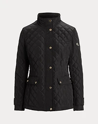 Diamond-Quilted Mockneck Jacket