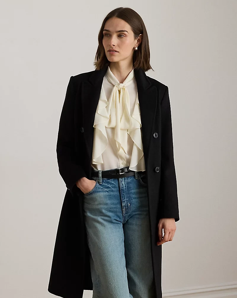 Double-Breasted Wool-Blend Coat