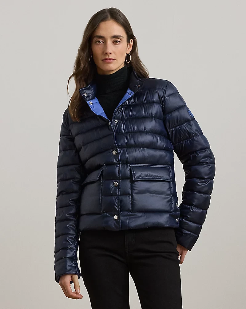 Metallic Quilted Puffer Coat