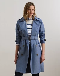 Double-Breasted Chambray Trench Coat