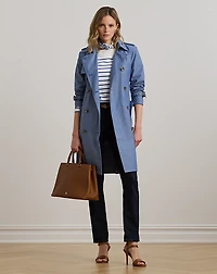 Double-Breasted Chambray Trench Coat