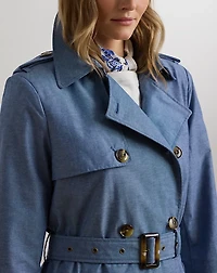 Double-Breasted Chambray Trench Coat