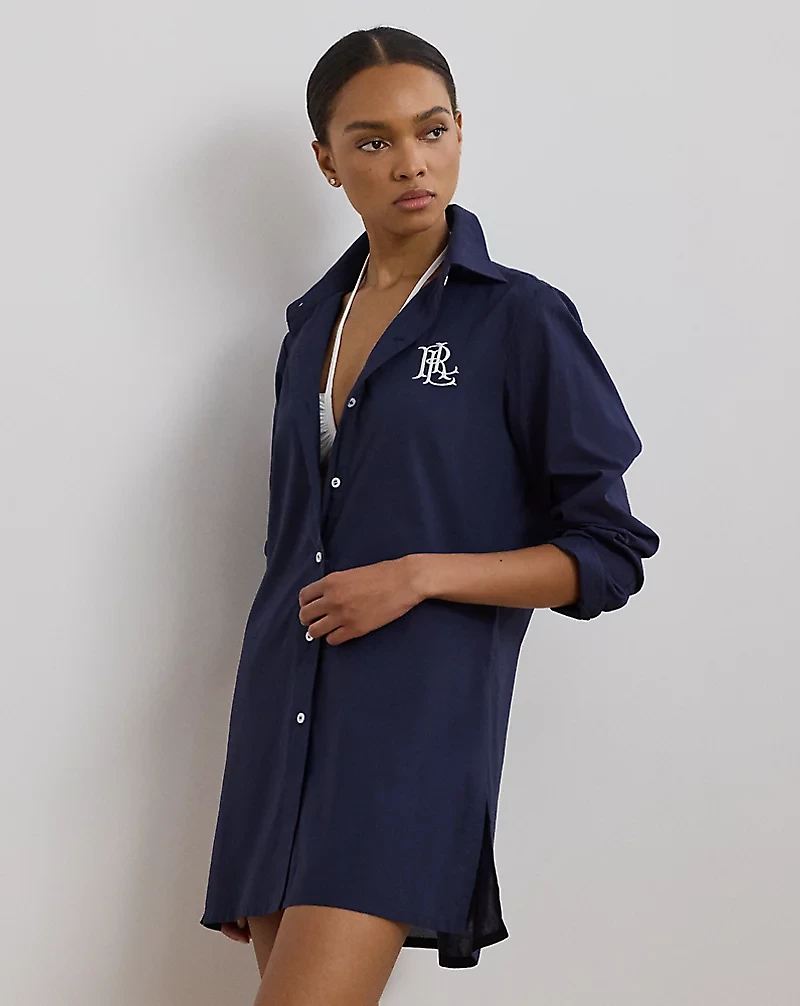 Cotton Voile Camp Shirt Cover-Up