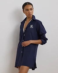 Cotton Voile Camp Shirt Cover-Up