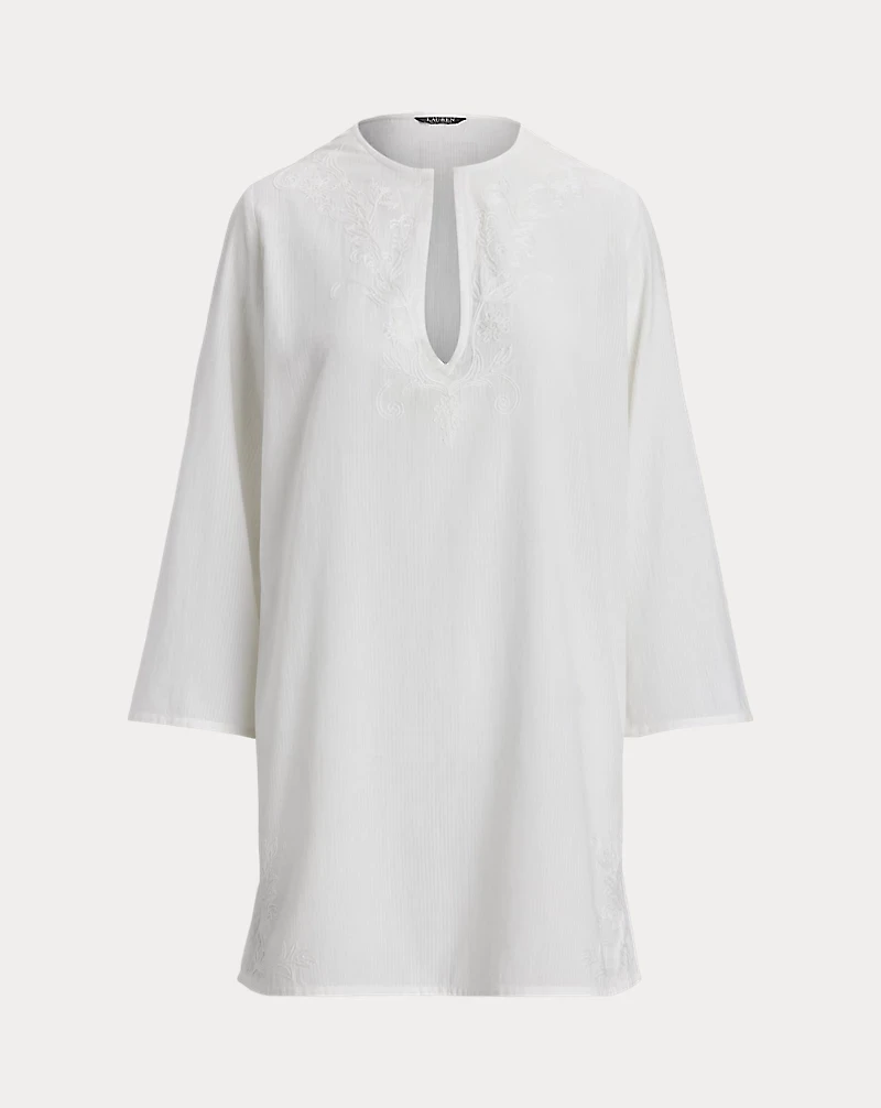 Embroidered Cotton Tunic Cover-Up