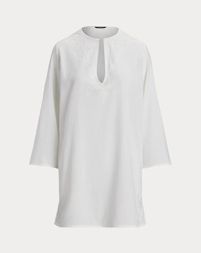 Embroidered Cotton Tunic Cover-Up