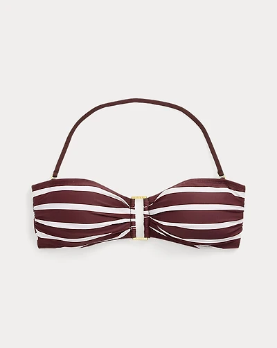 Striped Ring-Front Bandeau Bikini Top
