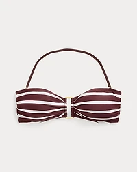 Striped Ring-Front Bandeau Bikini Top