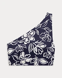 Two-Tone Floral One-Shoulder Bikini Top