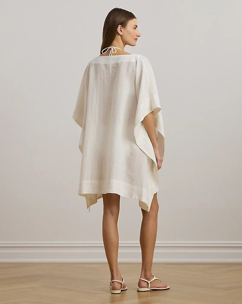 Linen-Cotton Poncho Cover-Up