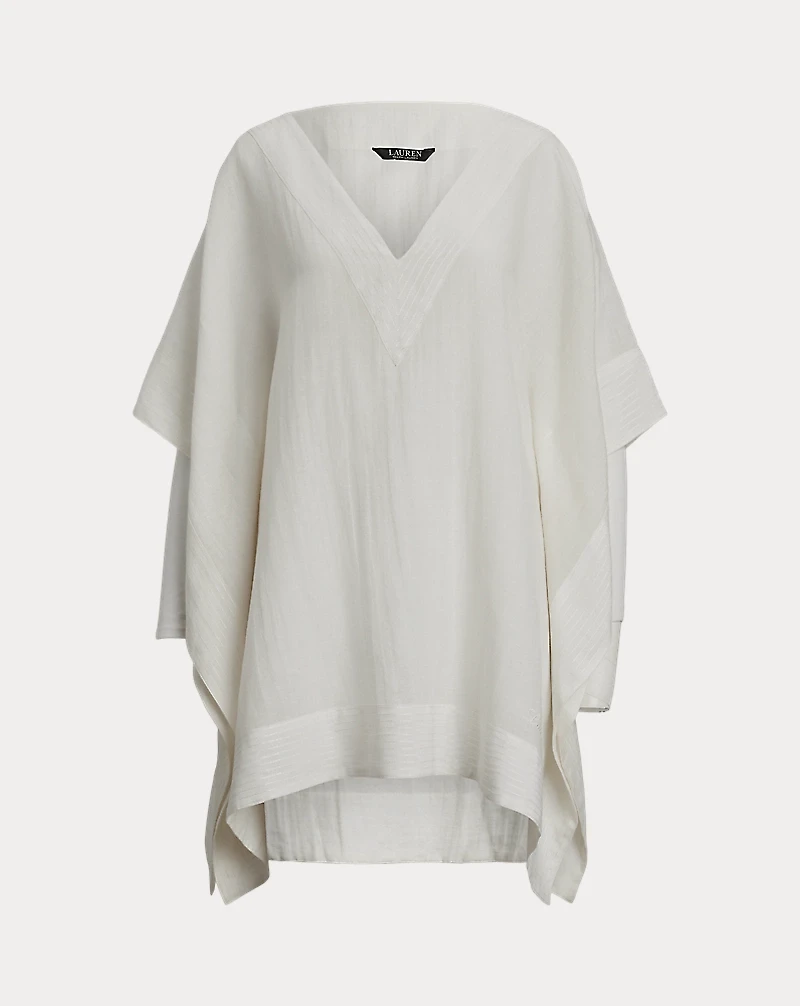Linen-Cotton Poncho Cover-Up