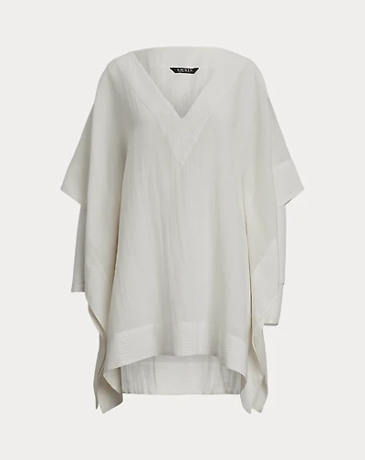 Linen-Cotton Poncho Cover-Up