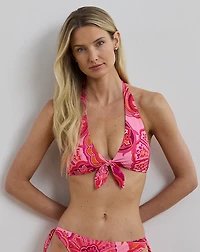 Paisley Tie-Front Halter Bikini Top