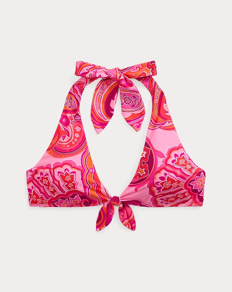 Paisley Tie-Front Halter Bikini Top