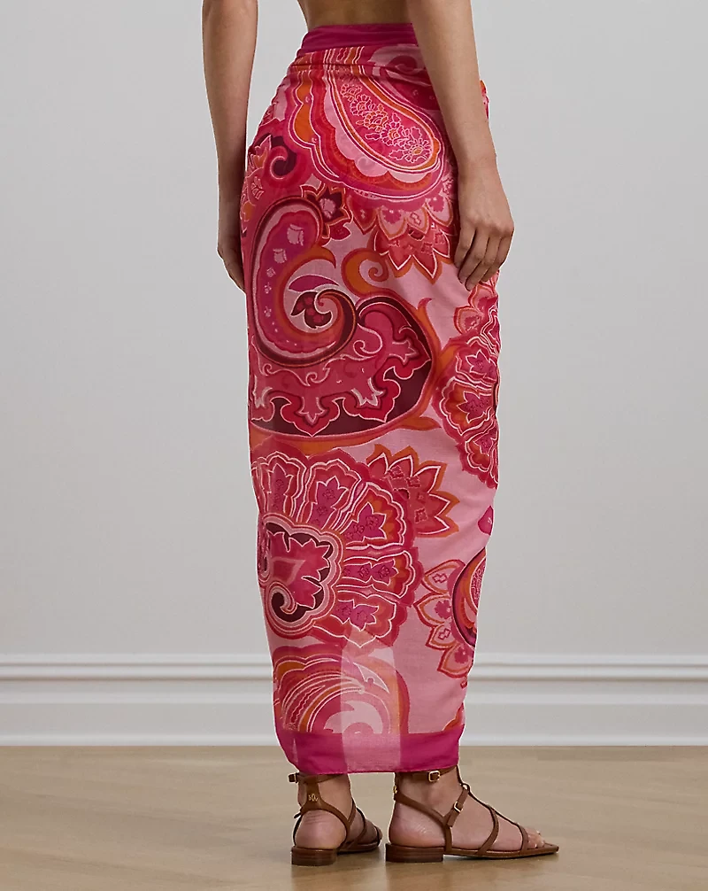 Paisley Cotton Voile Wrap Skirt Cover-Up