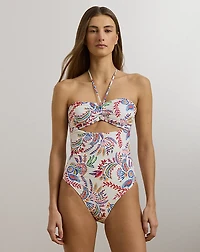 Floral Cutout Bandeau One-Piece