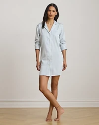 Striped Cotton-Blend-Sateen Sleep Shirt
