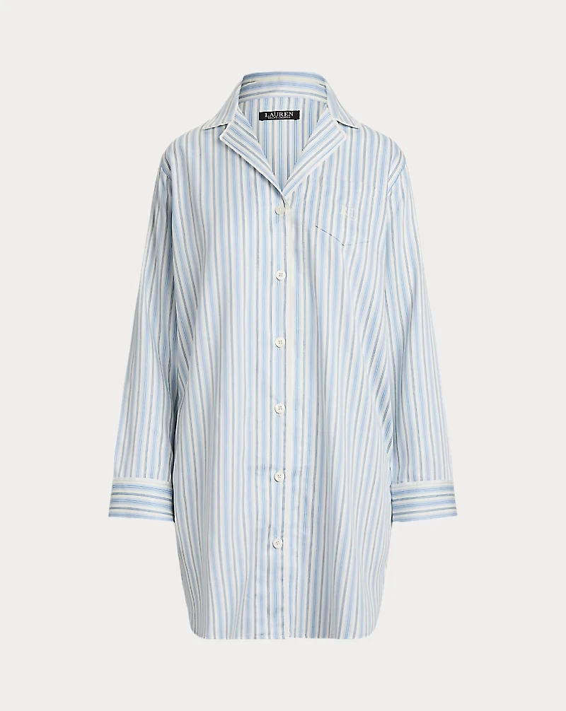 Striped Cotton-Blend-Sateen Sleep Shirt