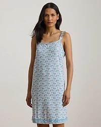 Paisley Ruffle-Trim Jersey Nightgown