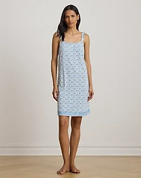 Paisley Ruffle-Trim Jersey Nightgown