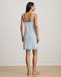 Paisley Ruffle-Trim Jersey Nightgown