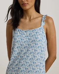 Paisley Ruffle-Trim Jersey Nightgown
