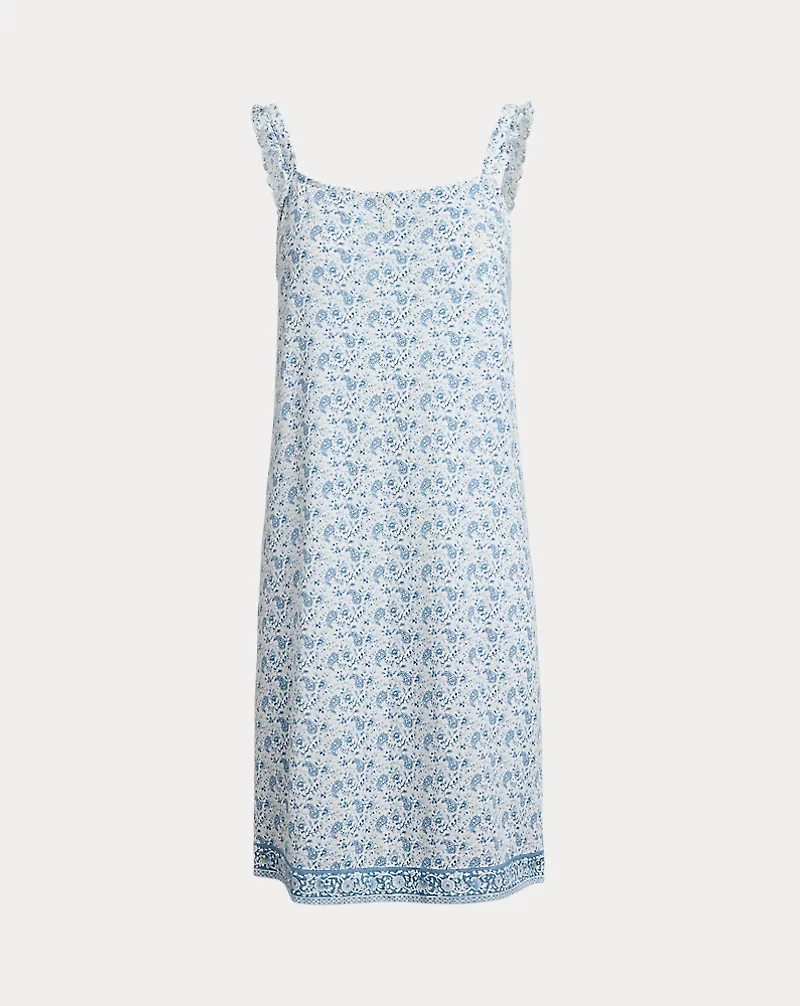 Paisley Ruffle-Trim Jersey Nightgown