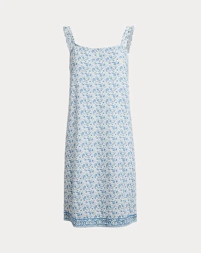 Paisley Ruffle-Trim Jersey Nightgown