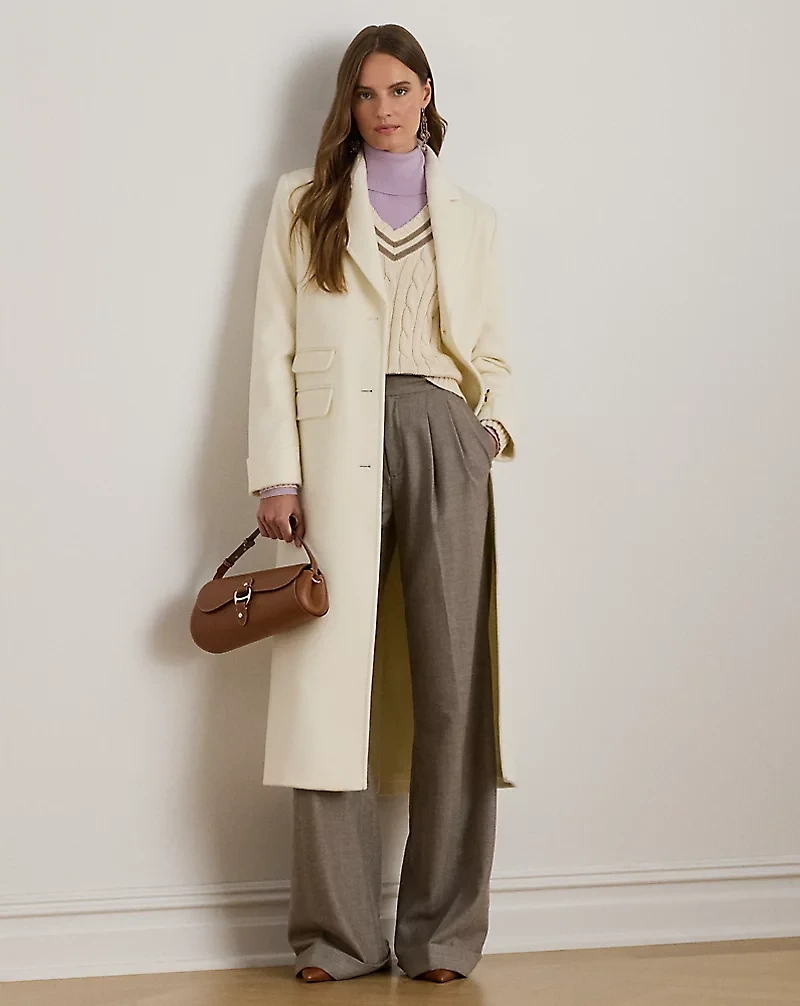 Wool-Blend Reefer Coat